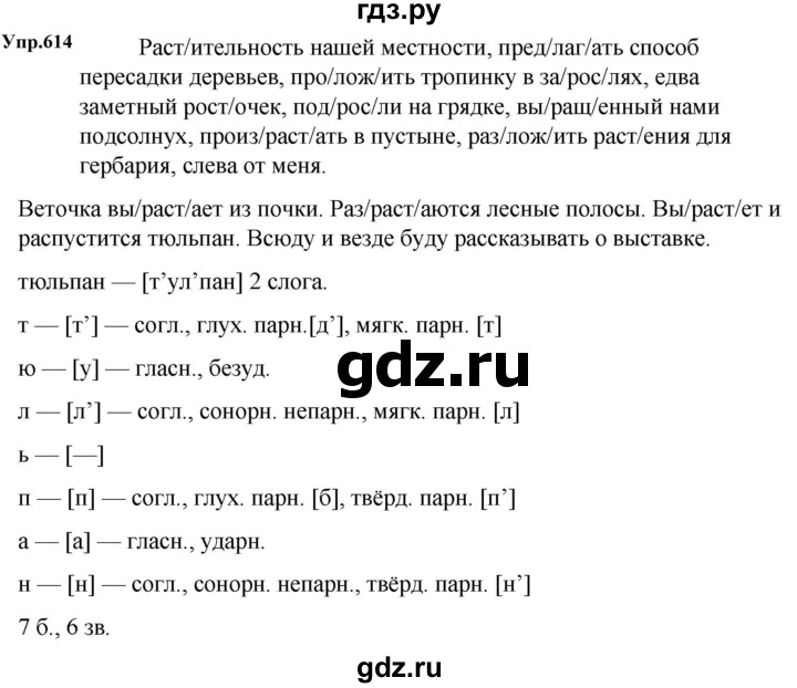 ГДЗ по русскому языку 5 класс  Ладыженская   упражнение - 614, Решебник к учебнику 2023-2024