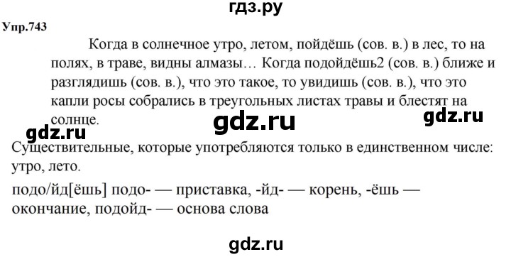 ГДЗ по русскому языку 5 класс  Ладыженская   упражнение - 743, Решебник к учебнику 2023-2024