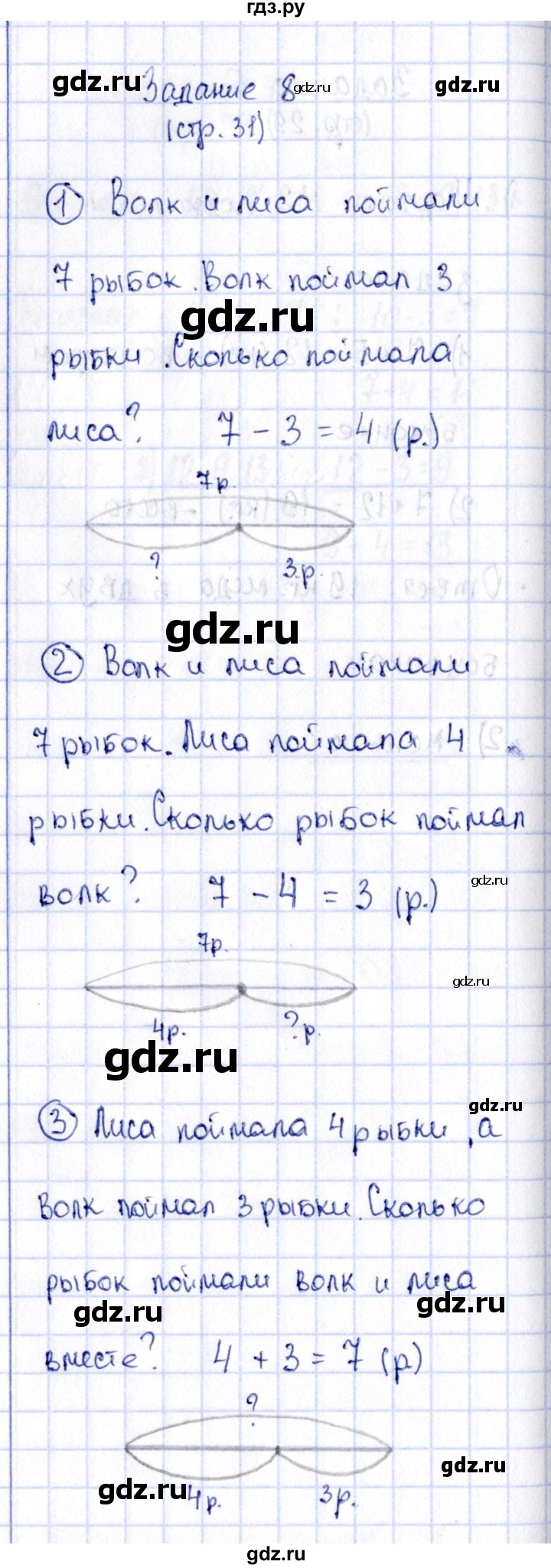 ГДЗ по математике 2 класс Моро рабочая тетрадь  часть №1 страница - 31, Решебник №3 к тетради 2016