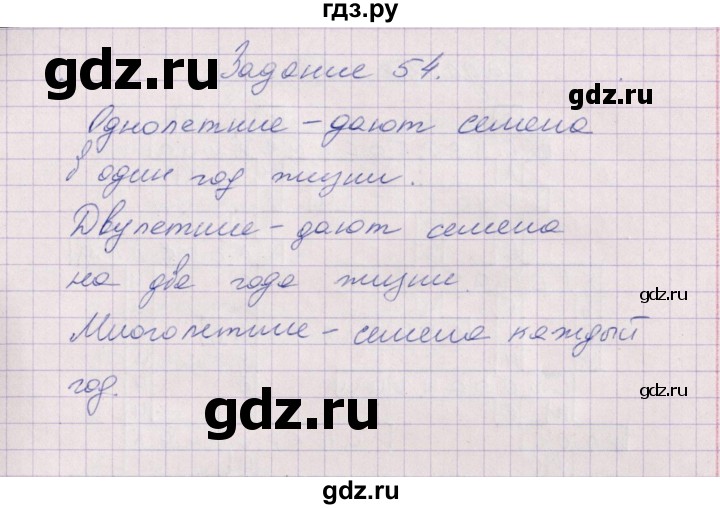 ГДЗ по биологии 6 класс  Пасечник рабочая тетрадь Бактерии, грибы, растения  задание - 54, Решебник